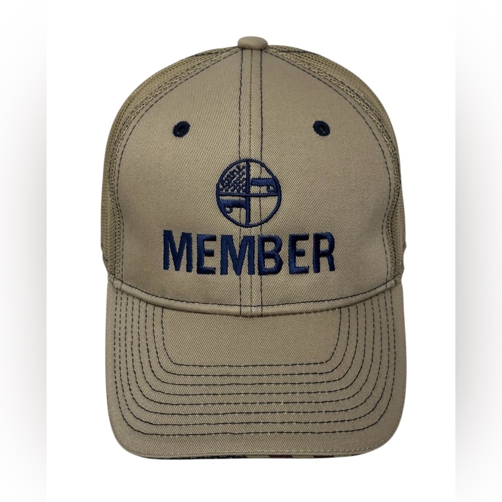 NWOT Shooters World Member Khaki Tan Embroidered Stitched Strapback Hat Cap